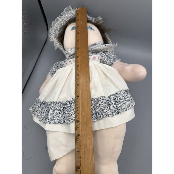 Vintage Handmade Cloth Rag Doll 18” Prairie Girl Bonnet Apron Calico Dress - Picture 6 of 6